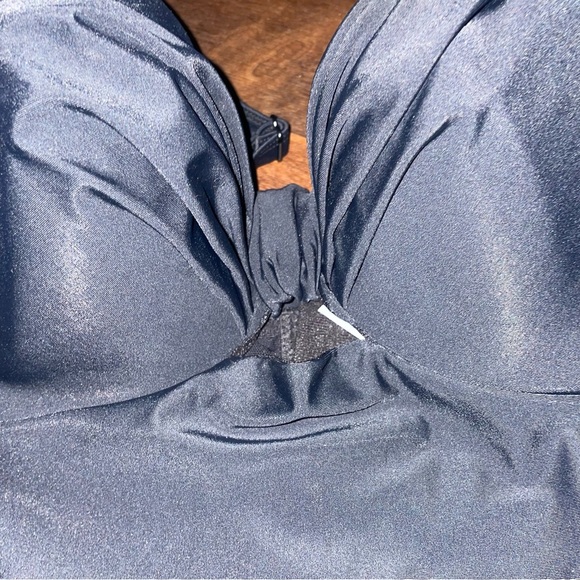 Cacique Tankini Top 40DDD Knot Front Black Swim Top Underwire Support - Picture 5 of 6